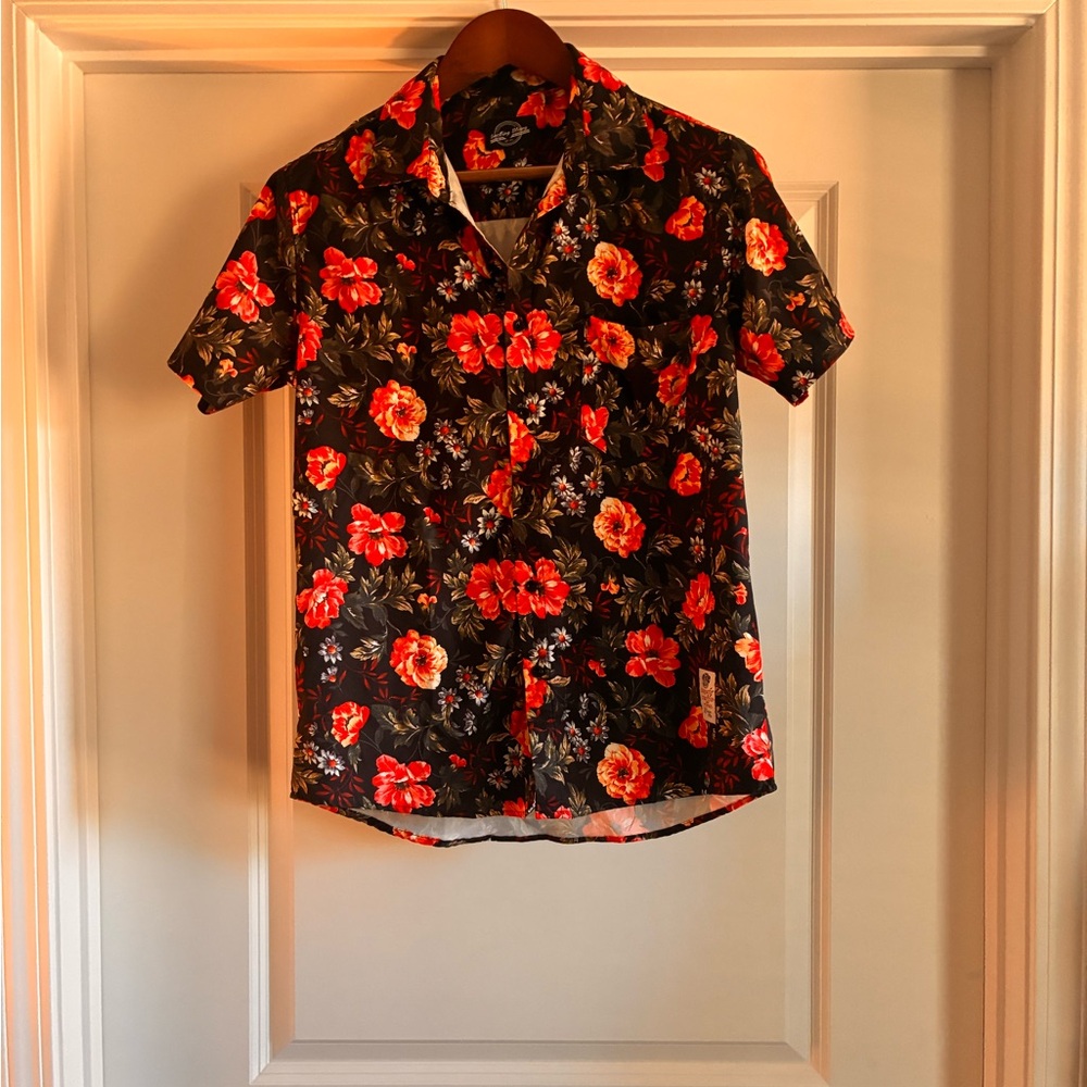 Something Strong Black and Red Floral Men's Shirt